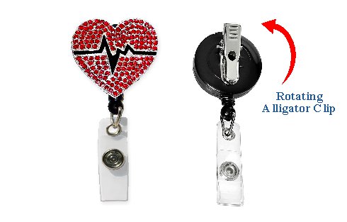 [SCSP05] Smart Charms Rhinestone Retractable EKG Heart